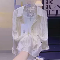 Абрикосовая шифоновая рубашка, шифоновая с принтом