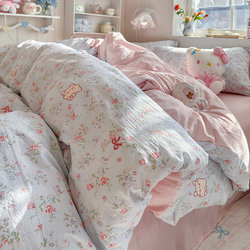 Fresh and Simple Double-Layer Gauze Four-Piece Set 2026 New Style Student Dormitory Duvet Cover, Bed Sheet, and Three-Piece Bedding Set