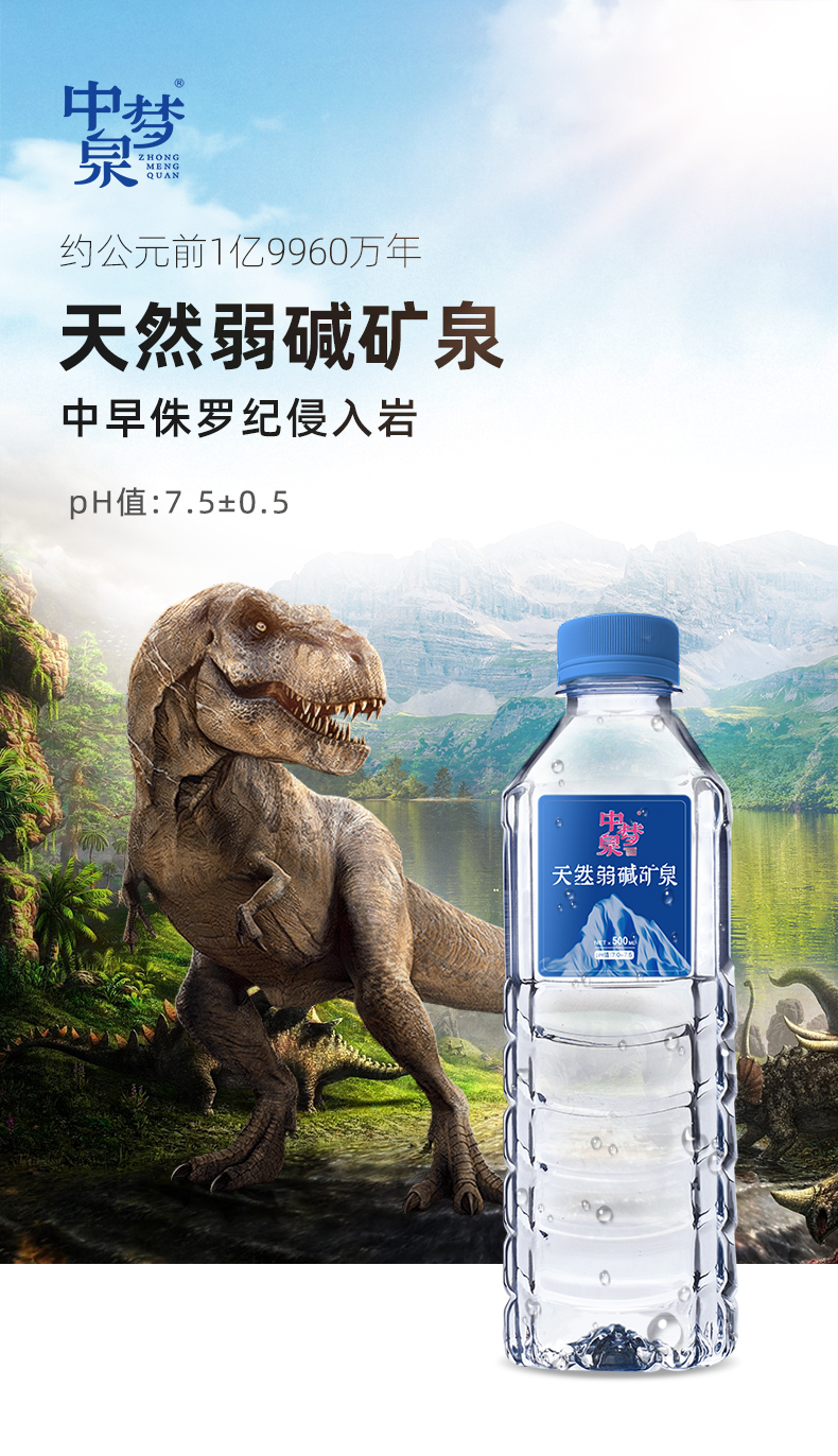 中梦泉 0糖0脂天然弱碱性矿泉水 500ml*16瓶 图1