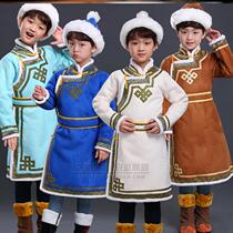Children Mongolia acting out gowns winter plus cotton thickened boy deer fur suede daily life clothing ethnic childrens clothing