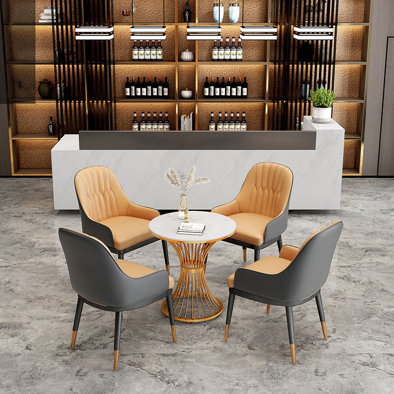 Modern light luxury sample house exhibition center negotiation table and chair combination reception marble table and four chairs small round table home coffee table