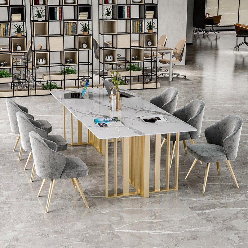 Nordic conference table long table simple marble desk light luxury workbench modern negotiation long table and chair combination