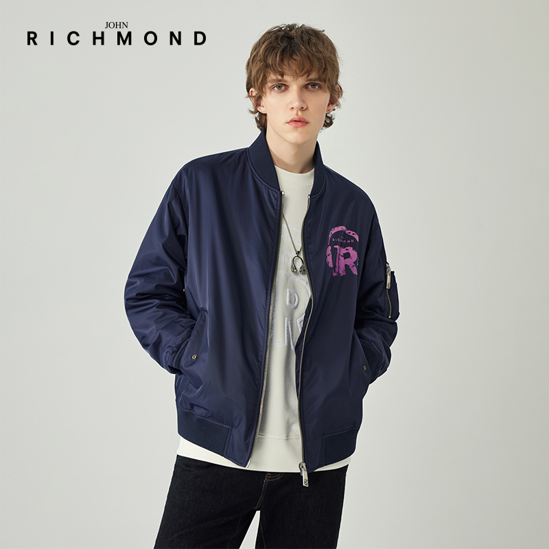 John Richmond Men's Early Spring Series Classic Headphones American Street Baseball Uniform Jacket
