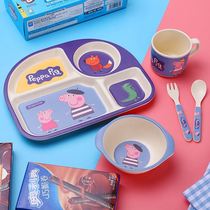 Taste Home Bamboo Fiber Children Cutlery Children Cutlery Baby Cutlery Dinner Plate Suit Cartoon Cute Baby Dinner