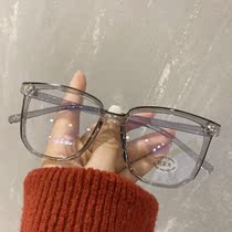 Overdraft tea color square round eye frame small red book super light retro flat light mirror woman large frame anti-blue light eyeframe vegan web