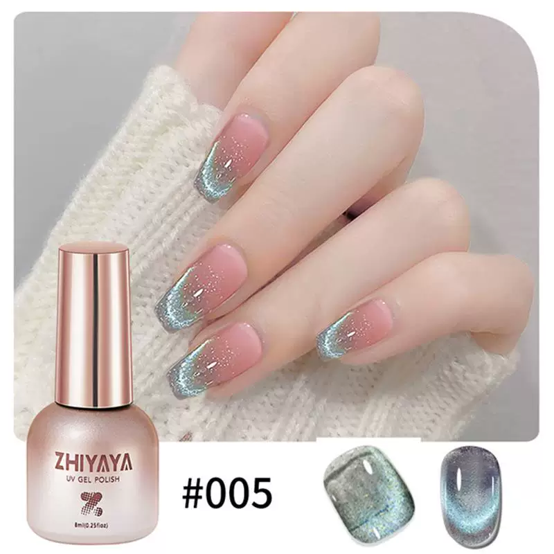 Гелевый лак для ногтей ZHIYAYA cat eye магнитный, полуперманентный с блёстками, разные цвета