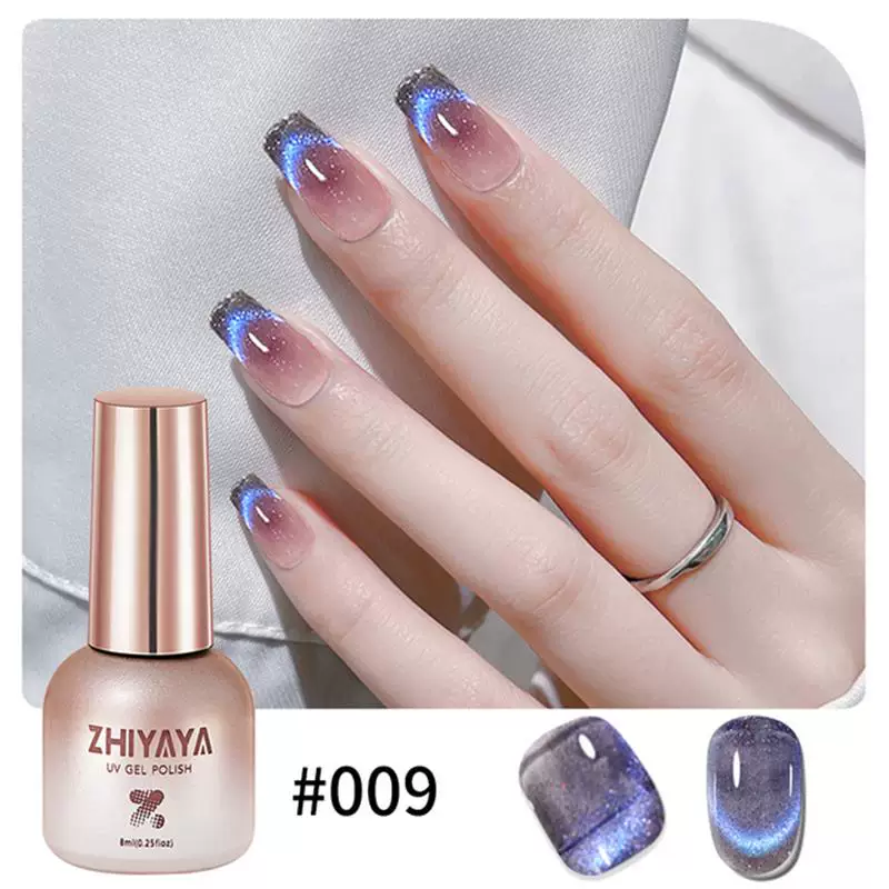 Гелевый лак для ногтей ZHIYAYA cat eye магнитный, полуперманентный с блёстками, разные цвета