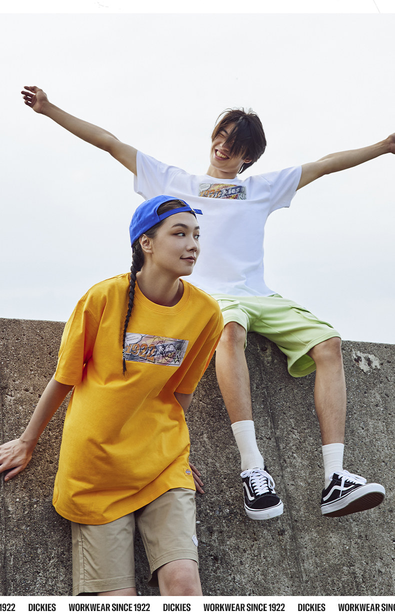 Dickes 帝客 情侣款 工装风纯棉短袖T恤  天猫优惠券折后￥89包邮（￥189-100）2款可选 短裤￥119