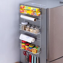Multifunctional refrigerator rack side hanging fridge rack kitchen supplies shelve paper towel refreshing bag seasonings storage rack