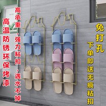Simple shoe rack wall-mounted bathroom toilet door rear slipper holder free of punching dorm room home slipper containing deviner