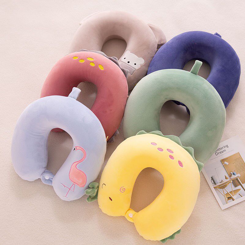 Cartoon Memory Cotton U Type Neck pillow Cervical Spine Pillow Plane Travel Removable Wash U Shaped Head Pillows With Blindfold Afternoon Nap Pillow