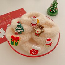 Cute Christmas plush hair Circle Christmas hair accessories net red ins Rope Cartoon Elk Deer Head Rope Christmas Small Gifts