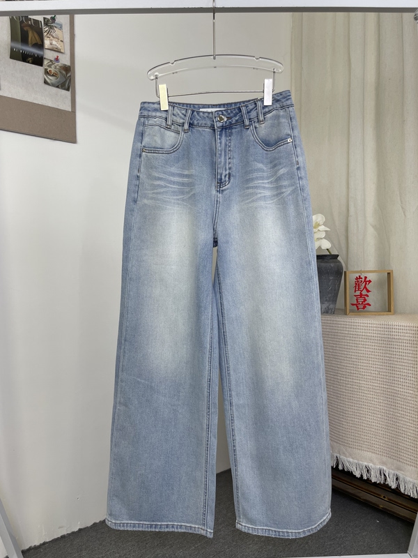 Only Sizes 28 and 29 Are Available, Light-Colored Large-Size Straight-Leg Jeans, Spring and Autumn, 88068
