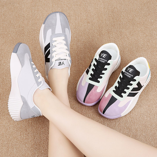 Genuine Leather Sneakers for Women 2024 Spring New Versatile Flat Breathable Fashionable Casual Running White Shoes Sneakers for Women