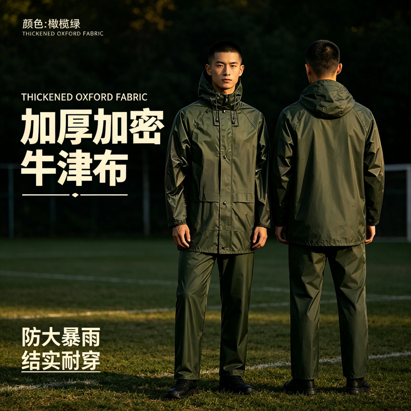 Standard Split Raincoat, One-Piece Long Olive Green Split Raincoat, Mountaineering, Fishing, Cycling, Labor Protection, Outdoor Hiking Raincoat
