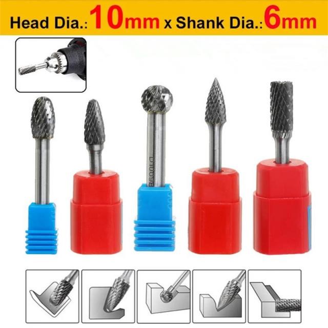 6mm Shank Tungsten Carbide Rotary Point Burrs Double Cut Sol