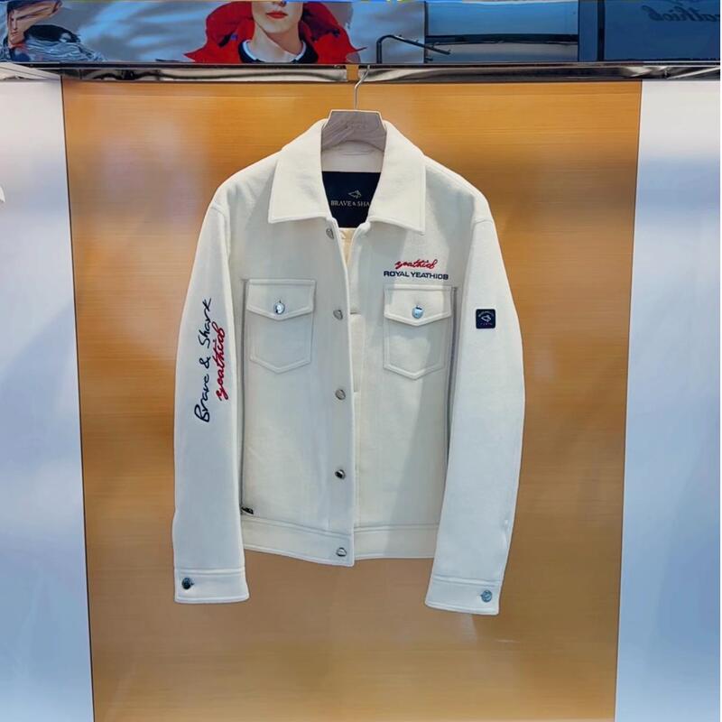 Rave&Shark/Warrior Shark High-End White Duck down Jacket Men's Winter Woolen Coat Y308