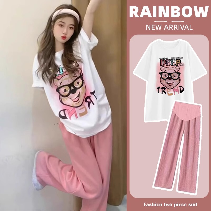 French Uamtor Maternity Suit Summer 2026 New Stylish and Fashionable Thin Top and Wide-Leg Pants Two-Piece Set