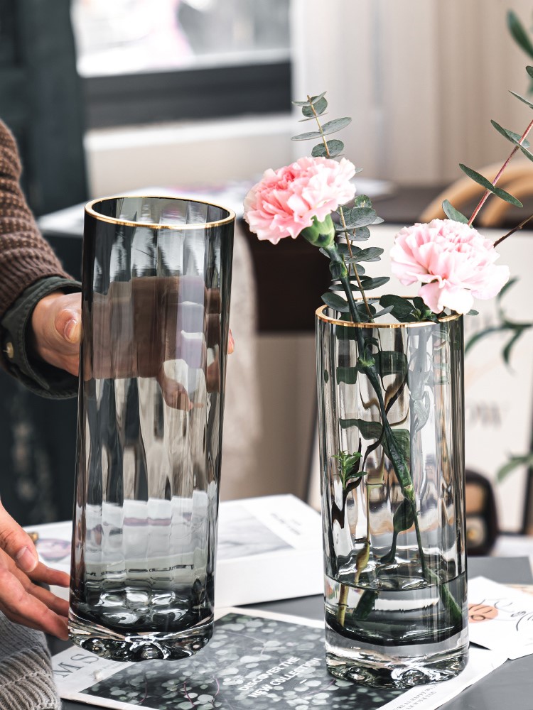 Sunflower Lily Special Vase 2021 New Light Lavish High-end Atmosphere Superior Feel Transparent Glass Insert Vase 