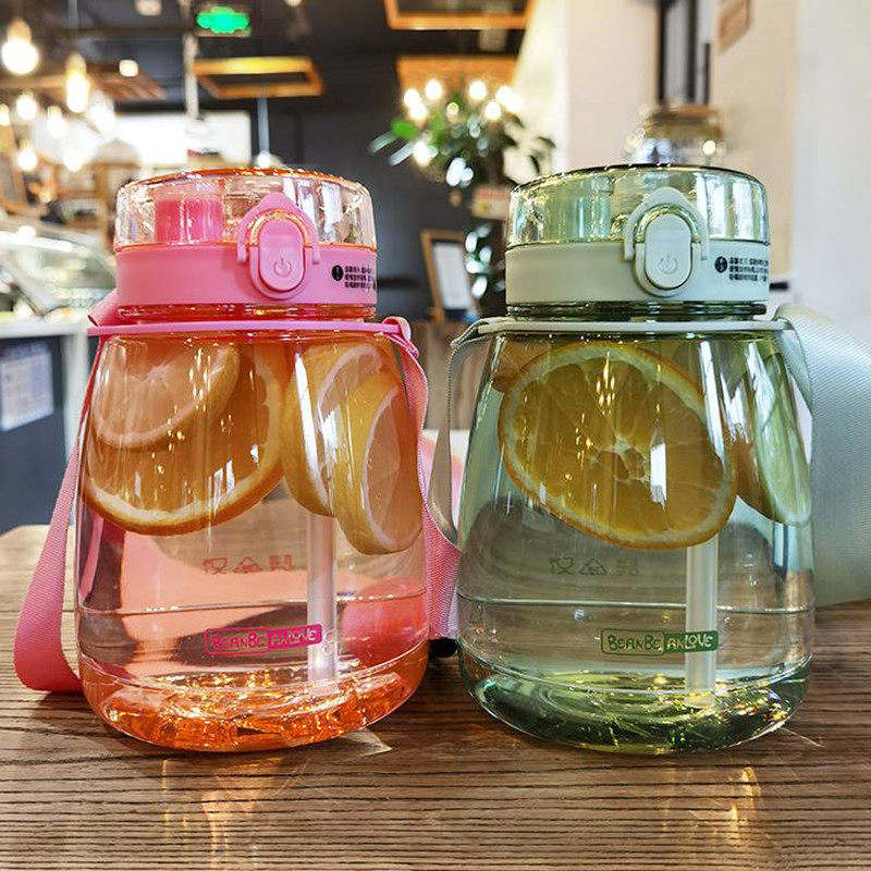Water cup female net red new summer water bottle holding baby bag straw large capacity high temperature resistant big belly cute sports water bottle