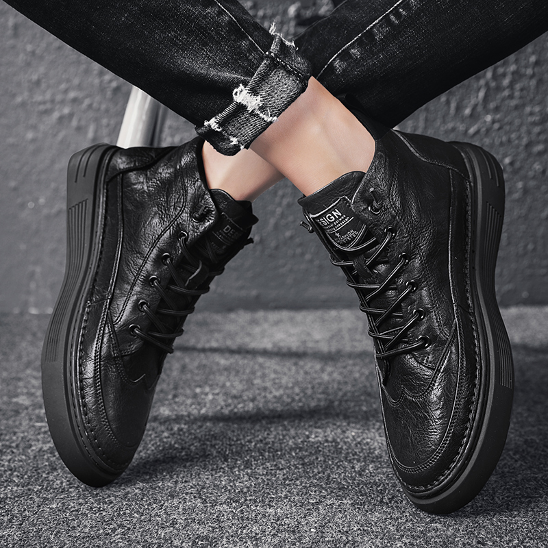 Martin Boots Male middle cylinder tooling boots Inlenty wind Bullock men's shoes Summer Fashion genuine leather men high cylinder leather shoes