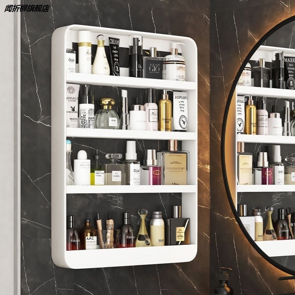 Stainless steel perforated toilet shelshelf wall-mounted wall multilayer Cosmetic Wash Terrace Bathroom containing frame-Taobao