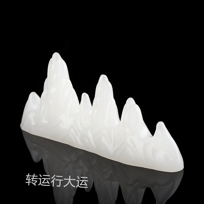 天然玉石中式文房四宝和田白玉五指山笔架毛笔书法绘画