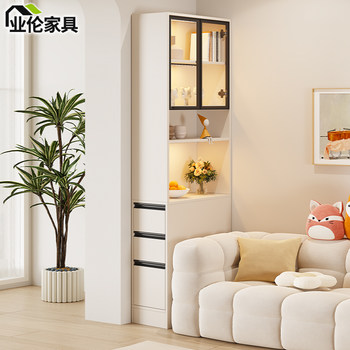 Bookcase side pull-out type clamp storage cabinet household storage cabinet against wall small apartment narrow cabinet sofa side cabinet 3f57