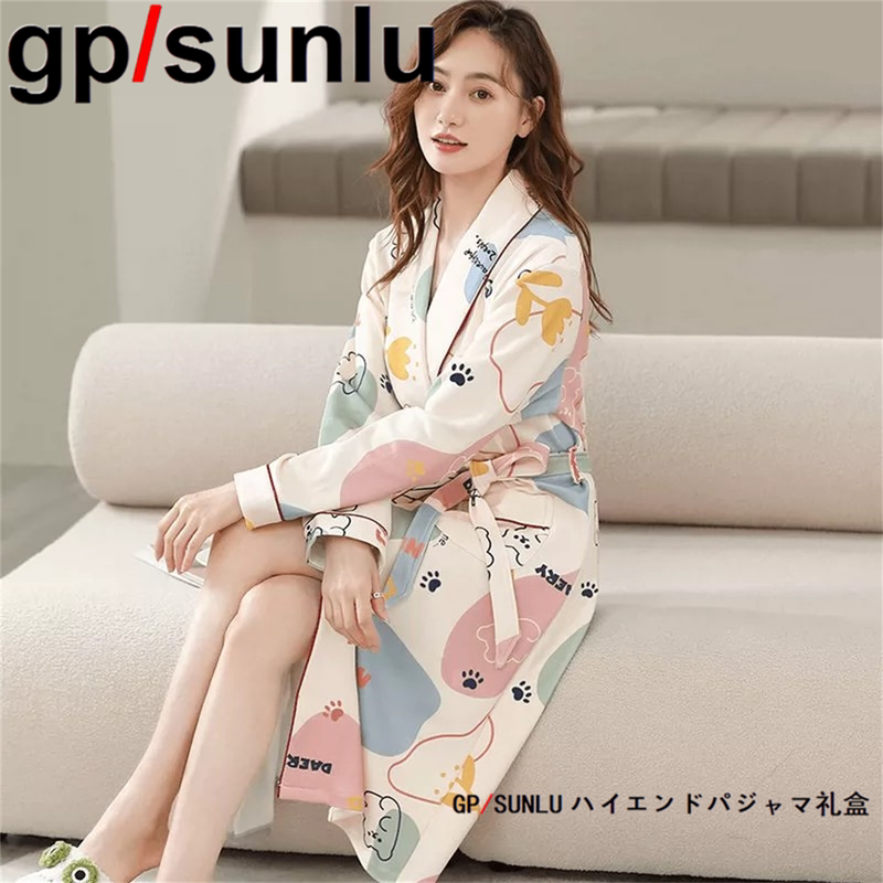 Japanese Gp Pure Cotton Women's Bathrobe for Spring and Autumn, Simple Style for Middle-Aged Moms, Long Loose-Fitting Home Wear Japanese Gp Pure Cotton Women's Bathrobe for Spring and Autumn, Simple Style for Middle-Aged Moms, Long Loose-Fitting Home Wear