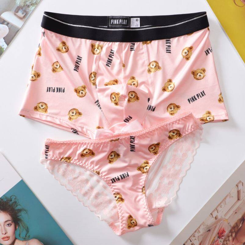 Lovers Briefs Sweet Cute Pink Cubs Sexy men and women Double Triangle Passion Fire Hot Suit Pure Cotton Crotch
