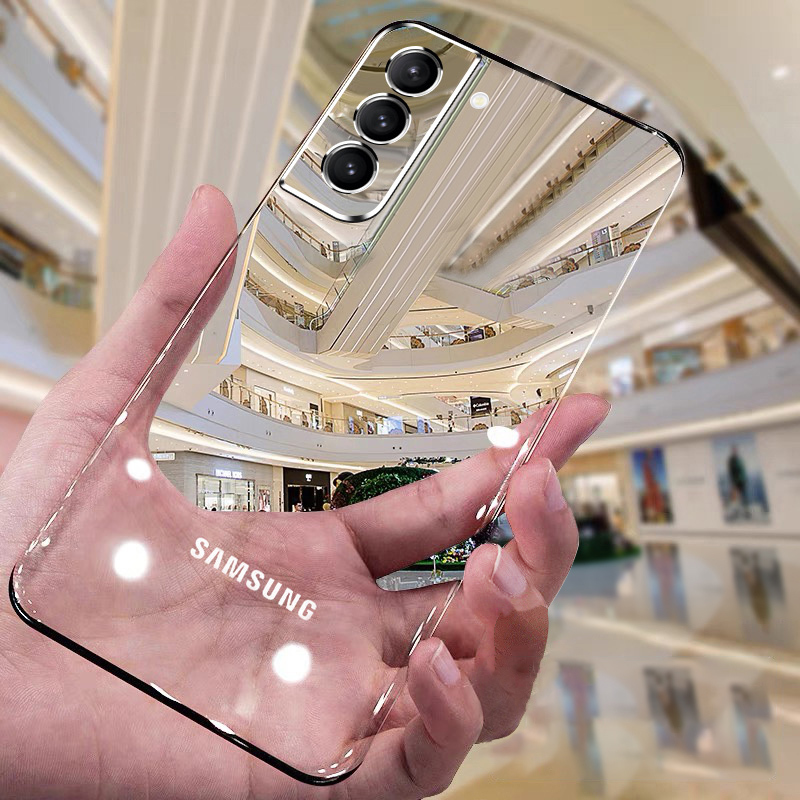 Suitable for Samsung S21Ultra Mobile Phone Case S21Fe Ultra-Thin Transparent Electroplated Frameless Protective Cover New 21+ High-End Galaxy Shell for Women and Men 21U Simple Anti-Fall