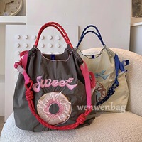 Japanese and Korean embroidered nylon canvas bag, Gao Yuanyuan's same shopping bag, nylon embroidered casual women's bag