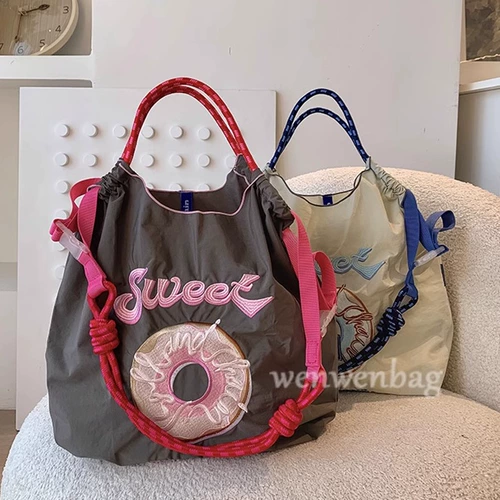 Японский нейлоновый шоппер, сумка для телефона, с вышивкой