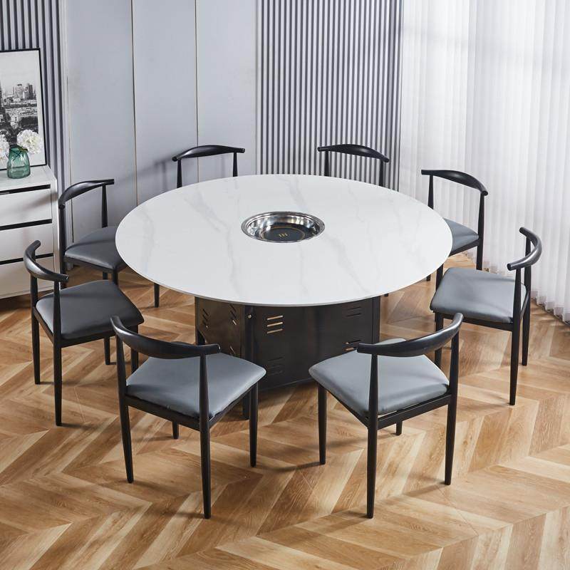 商用大理石卡座餐桌:电磁炉与无烟净化的革命