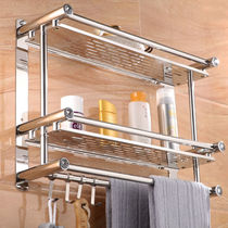 German import wall toilet shelve stainless steel double layer bath towels towel rack hook containing shelf-free