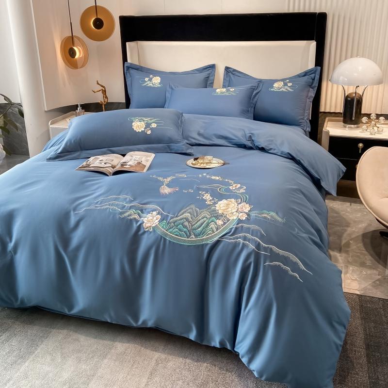 Cotton four-piece set pure cotton thickened bed sheet quilt cover double quilt cover four seasons simple skin-friendly bed four-piece set