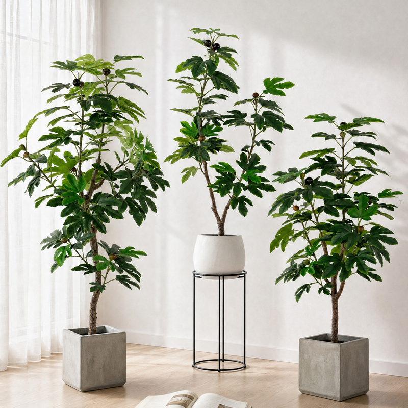 Fig Tree Bionic Green Plant Floor-Standing Ornament High-End Indoor Home Soft Decoration Potted Plant Light Luxury Artificial Fake Plant
