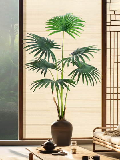 Artificial Green Plant Areca Palm Decoration, Simulated Indoor Living Room High-End Light Luxury Potted Plant Ornament, Large-Scale Biomimetic Landscaping Atmosphere Tree