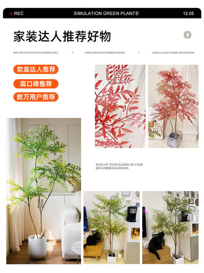 Simulated Green Plants, High-End Light Luxury Nandina Bamboo Indoor Ornaments, Floor-Standing Decoration, High-Quality Bionic Green Plant Potted Plants