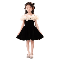 Fataway Black Thousand Golden Wind Girl Gown Birthday Princess Dresses Children High-end Presenter Piano Playing Out