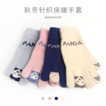 FEAT Adult Jacquard Finger Bear Couple Full Finger Gloves Gloves Autumn and Winter Bear Touch Screen Gloves Adult