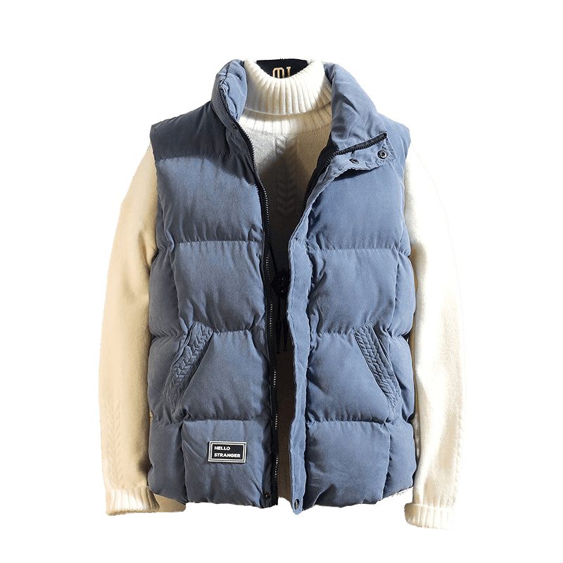 Plel cotton vest men's vest in autumn and winter 2024 new tide cards wearing hurdle -shoulder clothes plus velvet thick horse clip
