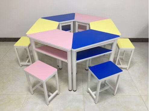 Hexagon Training Table And Chairs Combination Trapezoidal Coaching Table Group Activity Room Student Desks Splicing Wisdom Agency-Taobao