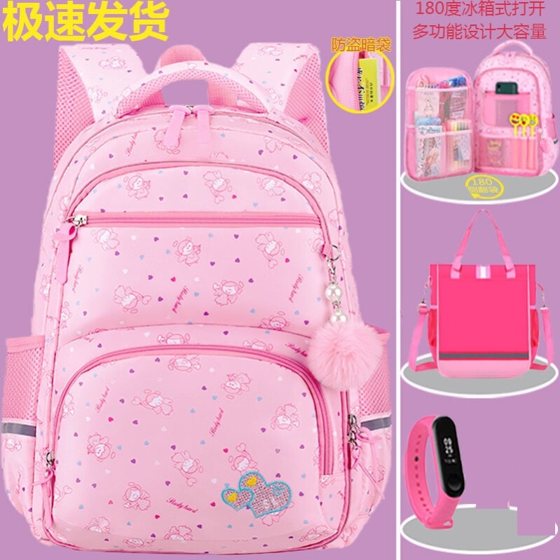 Refrigerator-style door-opening schoolbag for girls in fifth and sixth grades with elementary school students' fairy spirit and good-looking 10-year-old three-dimensional multi-functional anti-proof