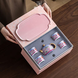 Silver-Plated Lotus-Patterned Kung Fu Tea Set for Women, High-End Gift for Elders, Newlyweds, Teacher's Day, Best Friend's Birthday Gift