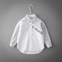 Summer dress shirt child 2024 shirt boy fit boy pure cotton shirt new summer long sleeve Summer foreign air white