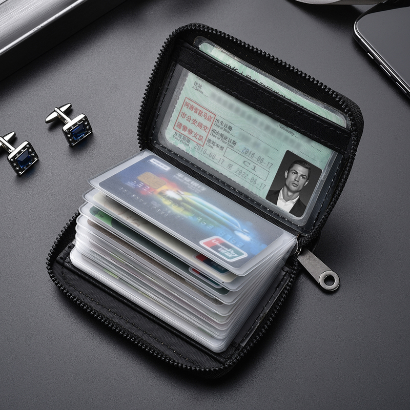 Real Cow Leather Card Bag Men And Women Business Anti-Magnetic Theft Protection Brush Document Bit Large Capacity Driver's License Sleeve Multi-Position Ticket Clip-Taobao