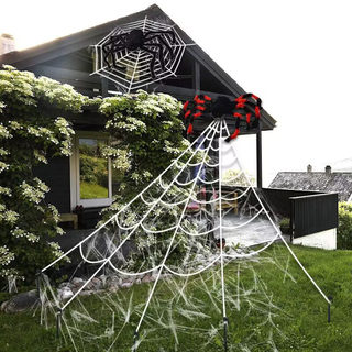 Halloween Triangular Artificial Spider Web Decoration Outdoor Scene Setup Props Outdoor Bar Secret Room Plush Spider