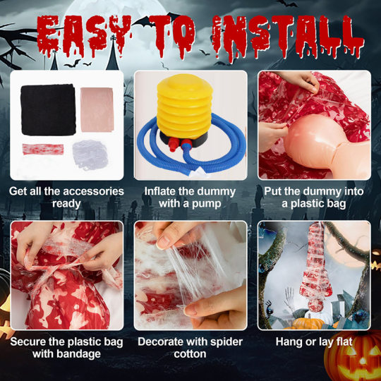 Halloween Decoration Fake Inflatable Scary Scene Setup Realistic Human-Like Escape Room Outdoor Props
