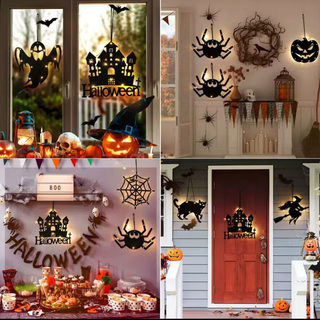 Halloween Glowing Hanging Decorations for Window Glass, Door Signs, Small Hanging Ornaments, Door Hangings, Window Decorations, Wall Hanging Props